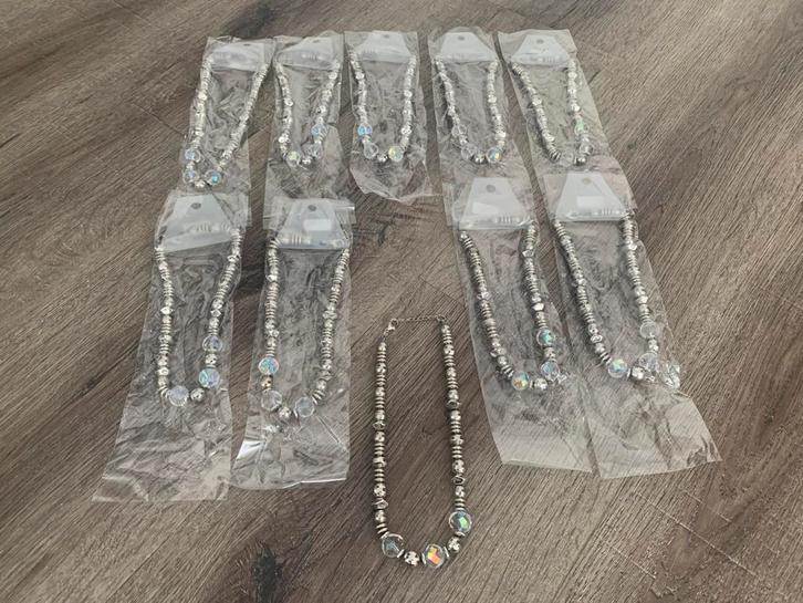 Partij 10 stuks kettingen transparant zilverkleur K103, Sieraden, Tassen en Uiterlijk, Kettingen, Nieuw, Overige materialen, Overige kleuren