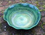 Plantenschaal, aardewerk, geschulpte rand, 33 cm, groen, Tuin en Terras, Bloempotten, Gebruikt, Rond, Binnen, Minder dan 40 cm