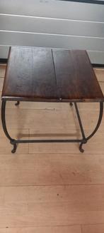 Gietijzeren Bijzettafel met Houten Blad, Huis en Inrichting, Tafels | Bijzettafels, Minder dan 45 cm, Minder dan 55 cm, Gebruikt