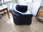 Zwart leren fauteuils, Huis en Inrichting, Ophalen, Gebruikt, 75 tot 100 cm, 50 tot 75 cm