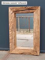 Geborstelde oud eiken spiegel met wagonplanken lijst 69 x 44, Ophalen, Minder dan 50 cm, Nieuw, Minder dan 100 cm