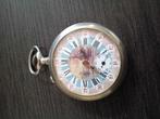 Antiek zakhorloge met handgeschilderde wijzerplaat, Sieraden, Tassen en Uiterlijk, Horloges | Antiek, Overige merken, Overige materialen