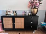 Dressoir zwart hout met rotan, Ophalen, Zo goed als nieuw, 25 tot 50 cm