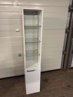 Witte kast met glazen planken, Ophalen, Gebruikt, 150 tot 200 cm, 25 tot 50 cm