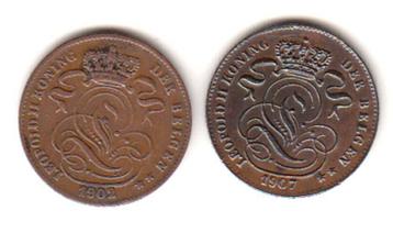 België Leopold II - 1 CENTM. 1902+1907 - KM#34 beschikbaar voor biedingen