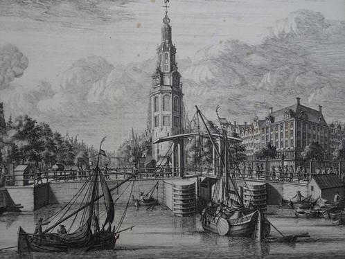 Gravure Montelbaanstoren Amsterdam, Joseph Mulder 18e eeuw, Antiek en Kunst, Kunst | Etsen en Gravures, Verzenden