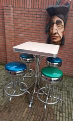 FIFTIES SIXTIES AMERIKAANSE BARKRUKKEN BEL AIR BAR TAFEL, 60 tot 90 cm, Metaal, Zo goed als nieuw, Met voetsteun