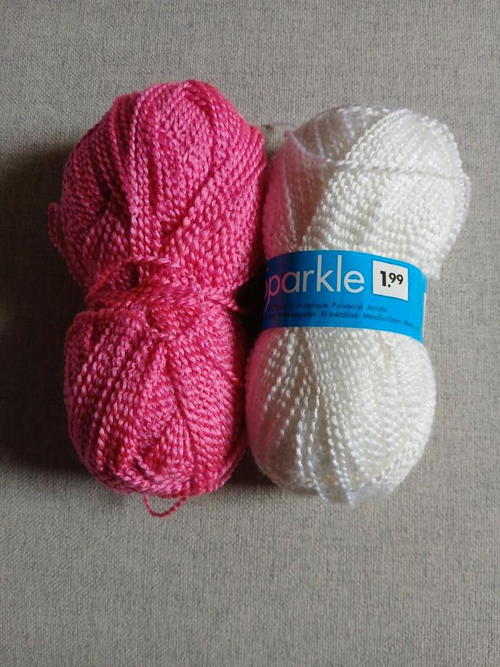 Glitter Acryl Garen - Roze & Wit, Hobby en Vrije tijd, Breien en Haken, Nieuw, Breien of Haken, Wol of Garen, Ophalen of Verzenden