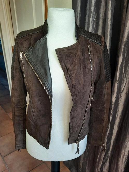 Stoere suède jas van het merk Mango, Kleding | Dames, Jassen | Zomer, Zo goed als nieuw, Maat 36 (S), Bruin, Ophalen of Verzenden