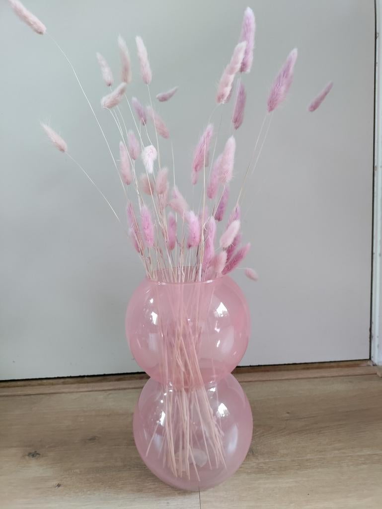 Roze glazen bubbel vaas rond Urban Nature Culture zgan, Overige kleuren, Ophalen of Verzenden, Minder dan 50 cm, Glas