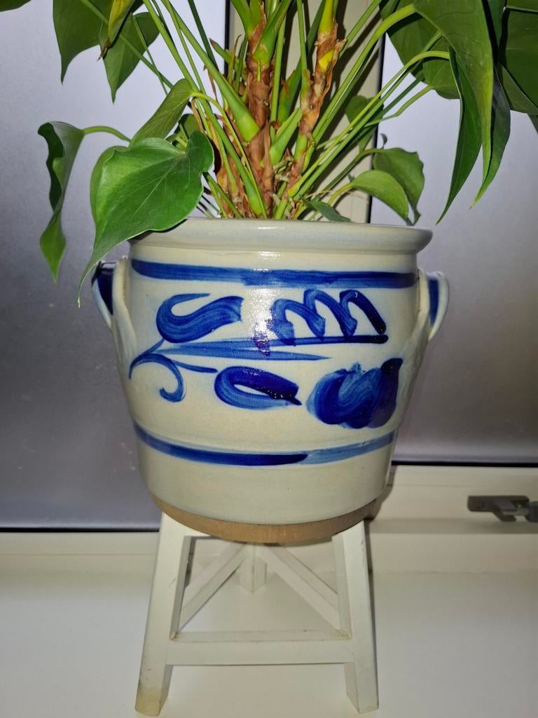 Grote Keulse Pot met Blauwe Decoratie, Ophalen of Verzenden, Gebruikt