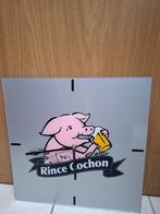 Zeldzaam reclamebord met Rince Cochon klok, Verzamelen, Biermerken, Ophalen of Verzenden, Nieuw, Reclamebord, Plaat of Schild