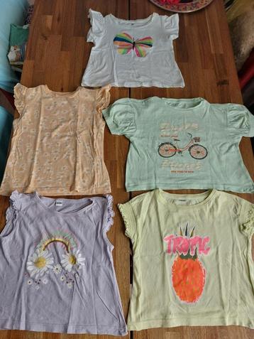 5x T-SHIRT voor meisje in MAAT 98/104 in 100% katoen  beschikbaar voor biedingen