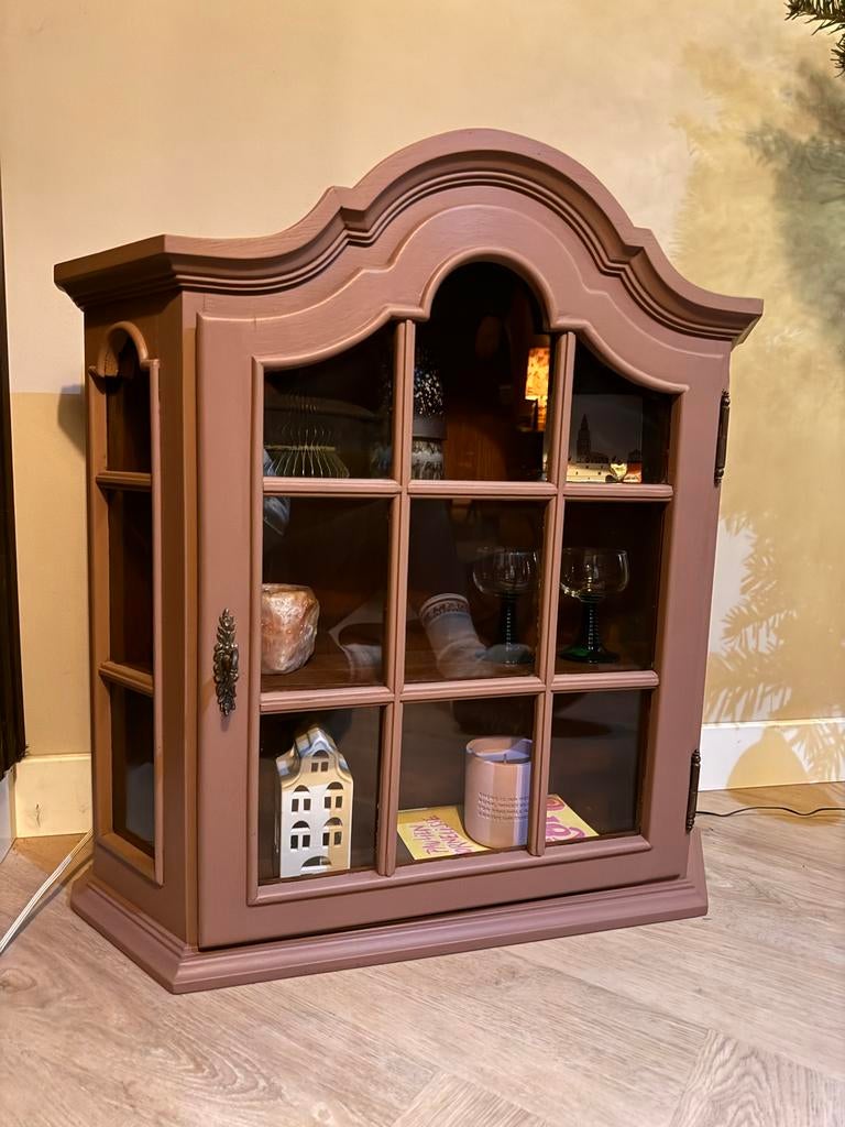 Oud roze wandkastje - H70xB70xD18 - Stijlvolle opberger, Ophalen, Met plank(en), Zo goed als nieuw, Minder dan 25 cm