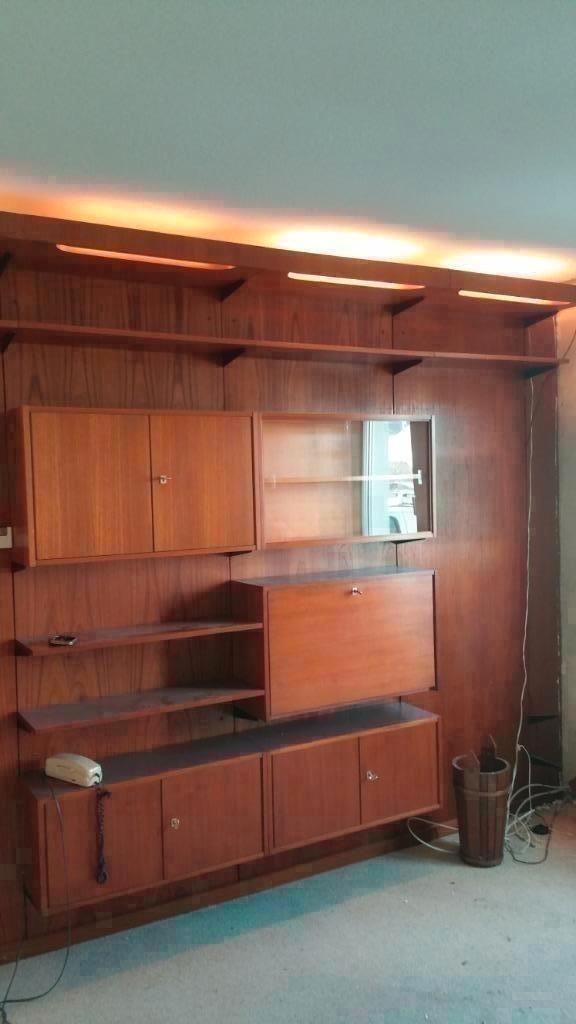 vintage wallunit deens modules teak 60s, Huis en Inrichting, Kasten | Wandmeubels, Gebruikt, Minder dan 100 cm, 25 tot 50 cm, Teakhout