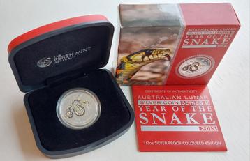 Zilveren 1/2 oz Year of the Snake proof colored 2013.