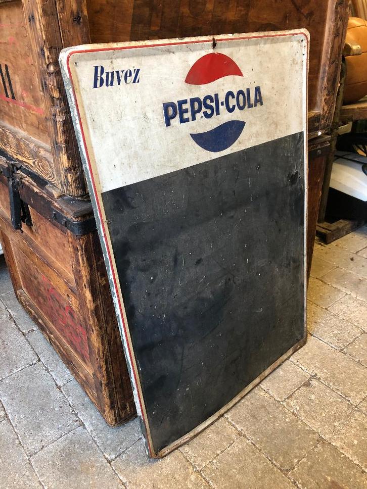 Vintage metalen reclamebord | krijtbord Pepsi-Cola Frankrijk, Verzamelen, Merken en Reclamevoorwerpen, Gebruikt, Reclamebord, Ophalen of Verzenden