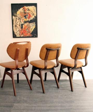Jaren 50 design eetkamerstoelen - fifties vintage chairs beschikbaar voor biedingen