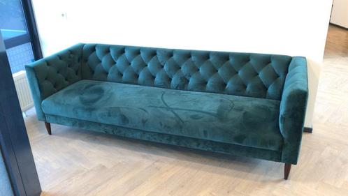 Bank 3-zits Chesterfield 230 cm x 60 cm - Donkergroen, Huis en Inrichting, Banken | Bankstellen, Zo goed als nieuw, Rechte bank