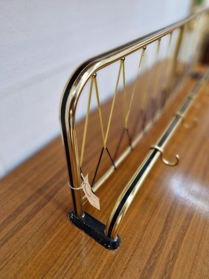 Vintage kapstok messing / zwart met hoedenrek, Huis en Inrichting, Woonaccessoires | Kapstokken, Gebruikt, Wandkapstok, Minder dan 100 cm