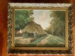 Landschap met schuur van J. van Zijl - olieverf 29 x 39 cm, Antiek en Kunst, Kunst | Schilderijen | Klassiek, Ophalen