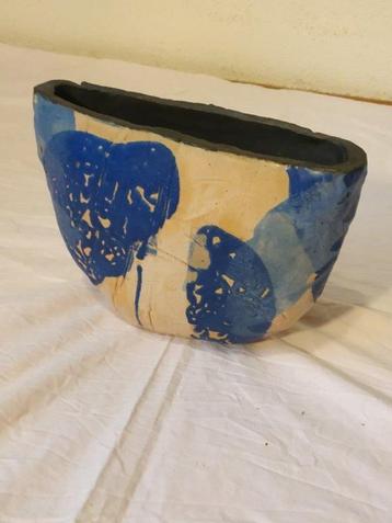 Ovalen vaas, aardewerk pot, keramiek, 27 x 8 x 19 cm (2010) beschikbaar voor biedingen