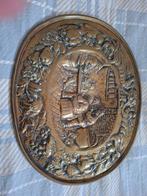 Groot Koperen Wandbord met Voorstelling, Antiek en Kunst, Antiek | Koper en Brons, Ophalen of Verzenden