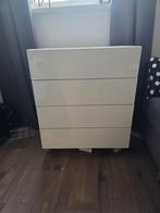 Witte Ladenkast - 4 lades en op wieltjes, Huis en Inrichting, Kasten | Ladekasten, Ophalen, Gebruikt, 50 tot 100 cm, 3 of 4 laden