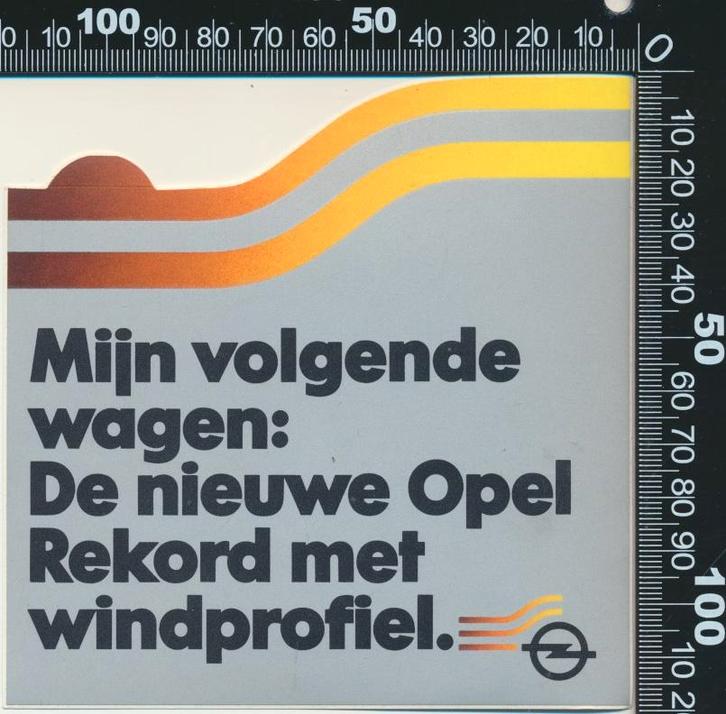 Sticker: Opel - De nieuwe Opel Rekord, Verzamelen, Stickers, Zo goed als nieuw, Auto of Motor, Verzenden