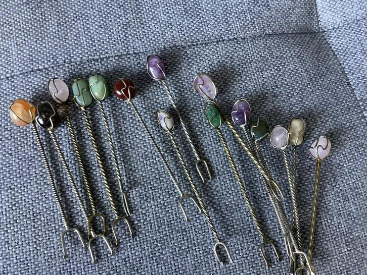 Antieke Vorkjes met Edelstenen Set - Bestek Collectie, Antiek en Kunst, Antiek | Bestek, Ophalen of Verzenden