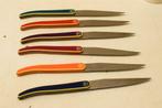 7 delig Laguiole evolution acier inox messenset in messenblo, Ophalen of Verzenden, Gebruikt, Rvs of Chroom