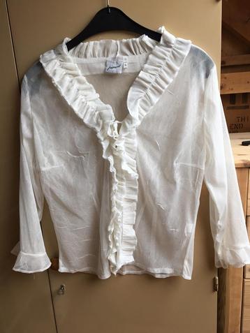 Kreukelstof doorzichtige witte blouse voor over iets, nieuw. beschikbaar voor biedingen