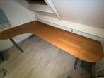 Ruim L-vormig bureau – verstelbaar, houtkleur, Huis en Inrichting, Bureaus, Ophalen, In hoogte verstelbaar, Gebruikt, Bureau