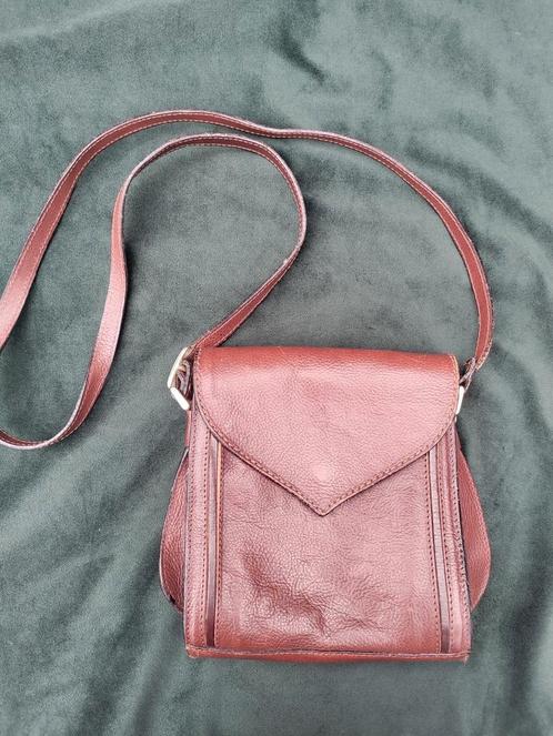 Vintage leer, envelop tasje , drie vaks, bruin, Sieraden, Tassen en Uiterlijk, Tassen | Damestassen, Gebruikt, Schoudertasje, Bruin
