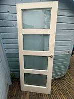 Stompe, massief houten, witte paneeldeur melkglas 82x211cm, Doe-het-zelf en Verbouw, Ophalen, Gebruikt, 80 tot 100 cm, Binnendeur