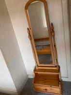 Grenen kaptafel met grote spiegel en lade, Huis en Inrichting, Tafels | Kaptafels, Ophalen, Gebruikt, 50 tot 100 cm, Hout