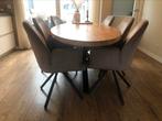 Ovale massief eiken eettafel, Huis en Inrichting, Tafels | Eettafels, Ophalen, Eikenhout, 200 cm of meer, 50 tot 100 cm