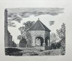 Dirk van Gelder - Houtgravure De Cysterne, Veere 1952, Antiek en Kunst, Ophalen of Verzenden