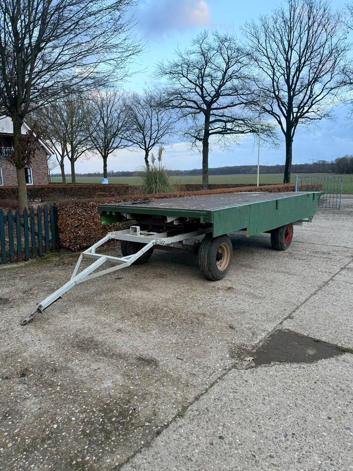 Platte wagen 5,5 x 2,2 m, Doe-het-zelf en Verbouw, Transportwagens, Gebruikt, Ophalen