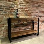 Sidetable Mangohout en Staal | 120 x 35 x 76 cm, Huis en Inrichting, Tafels | Sidetables, 100 tot 150 cm, Nieuw, Ophalen of Verzenden