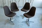 4x Eames fiberglass shell / brown hopsak Herman Miller, Huis en Inrichting, Stoelen, Ophalen, Gebruikt, Bruin, Metaal