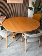 Ronde eikenhouten eettafel - 140cm - ‘Het Gesprek', Huis en Inrichting, Ophalen, Gebruikt, 100 tot 150 cm, Vijf personen of meer