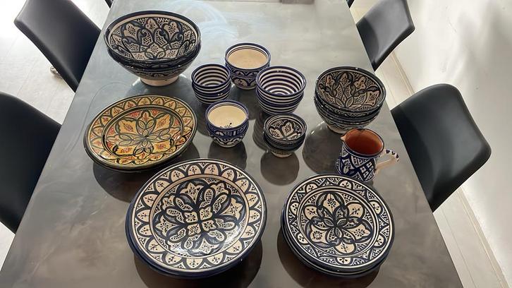 Marokkaans Aardewerk Servies - Handgemaakt 'Marokkaans Blauw, Antiek en Kunst, Antiek | Keramiek en Aardewerk, Ophalen
