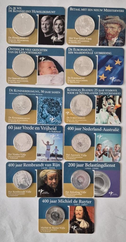 Eerste 11 Coincards zilver, Postzegels en Munten, Munten | Nederland, Setje, Overige waardes, Koningin Beatrix, Zilver, Ophalen