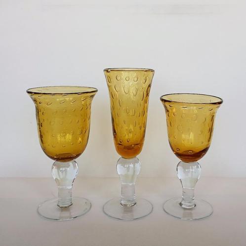 Kelkglas (3) Artglass, Antiek en Kunst, Antiek | Glas en Kristal, Ophalen of Verzenden