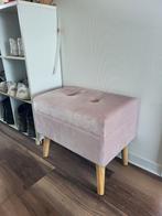 Roze velvet poef, Huis en Inrichting, Banken | Voetenbanken en Poefen, Minder dan 50 cm, Rechthoekig, Stof, Minder dan 50 cm