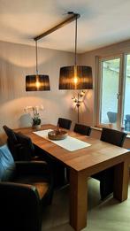 Houten Eettafel met Zwarte Stoelen, Ophalen, Gebruikt, 100 tot 150 cm, 200 cm of meer