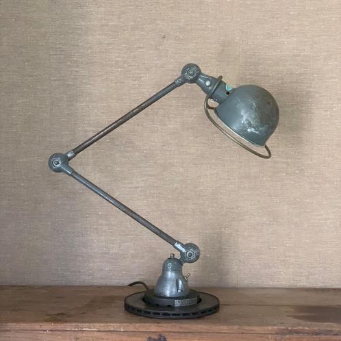 Jieldé | Blauw Grijs | Tafellamp | Vintage | Oud | 2-armig, Huis en Inrichting, Lampen | Tafellampen, Gebruikt, Minder dan 50 cm