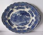 Blauw-witte Staffordshire ovale plaat, van Grindley, Ophalen of Verzenden