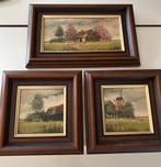 Drie ingelijste olieverfschilderijen, Antiek en Kunst, Kunst | Schilderijen | Klassiek, Ophalen of Verzenden